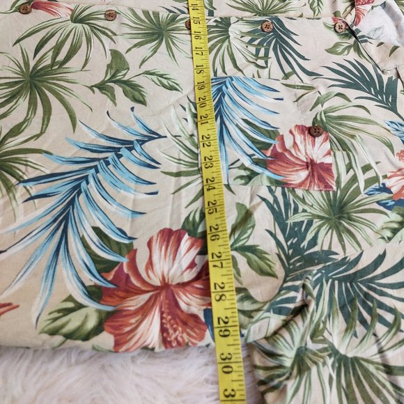 Signature Carrington Men's 100% Silk Tropical Floral Hawaiian Shirt 3XL - Picture 4 of 7